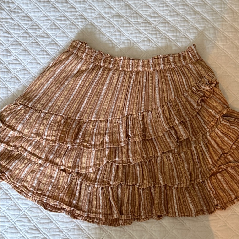 Striped Ruffle Skirt - Tan - Picture 4 of 4